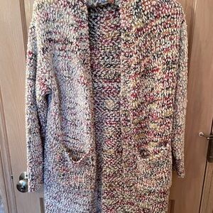 Multicolor Knit Women's Sweater Cozy -Cardigan Lg